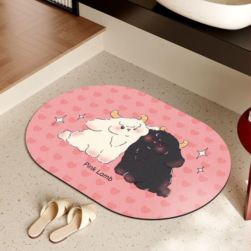 Rosa Liebe Cartoon Niedlich Haushalt Toilette Türmatte Schnelltrocknend Rutschfest Saugfähige Matte Badezimmer Toilette Fußmatte