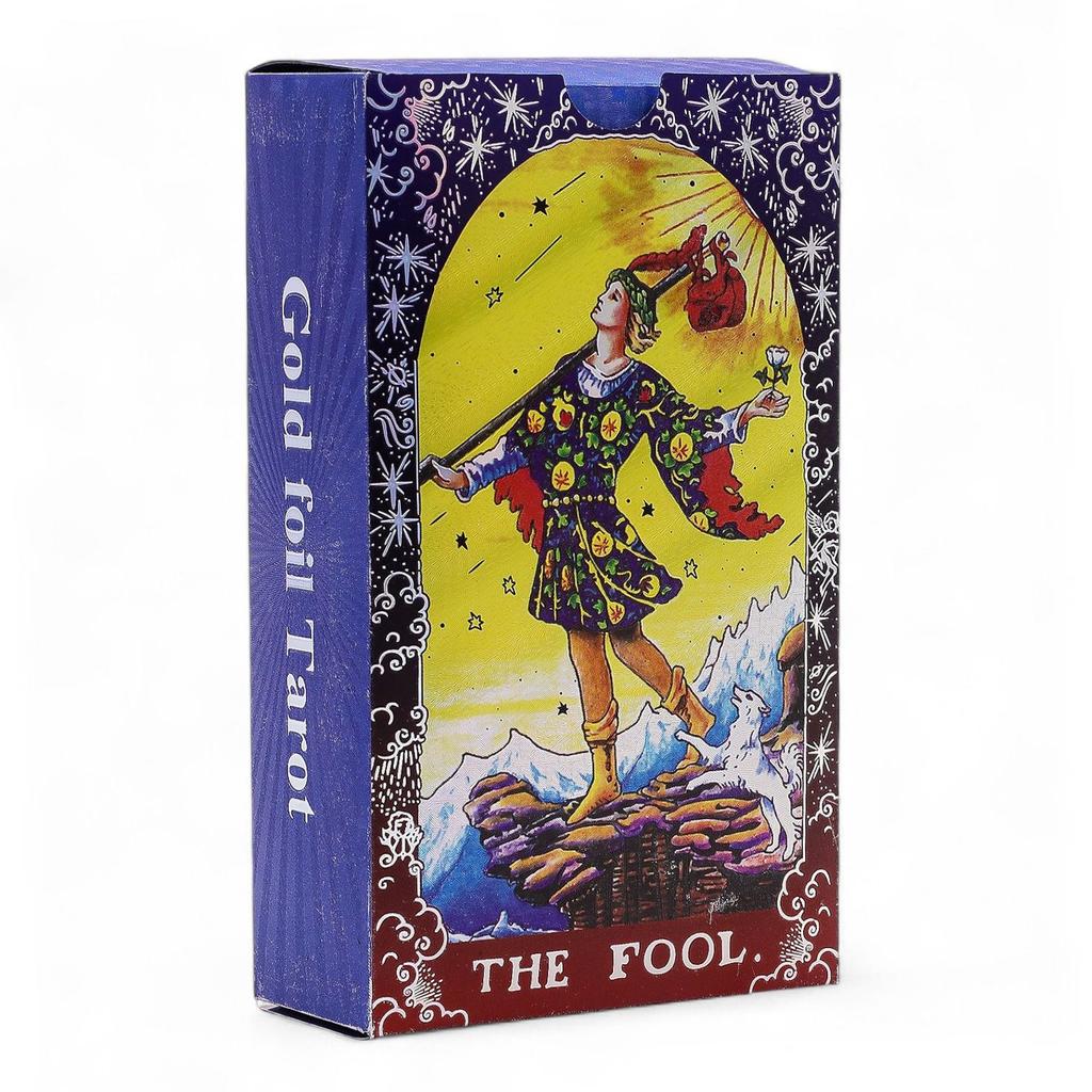 Blue Gold Foil Mandala Tarot Cards with Guidebook