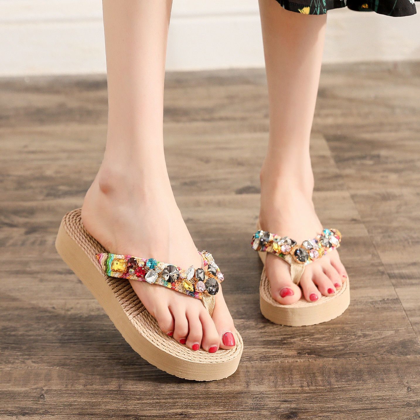 Женские тапочки и сандалии Rhenstone Junior on Beach Crystals Height Shoes Шлепанцы — фото 17