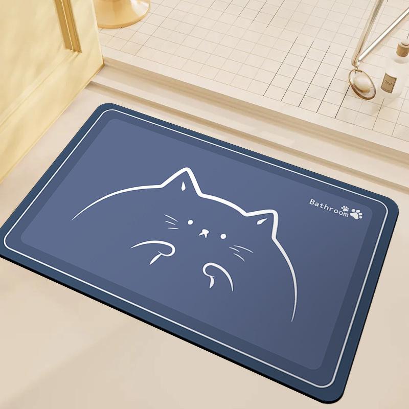 Cartoon Cat Floor Mat Diatom Mud Bathroom Floor Mat Bathroom Absorbent Foot Mat Dirt resistant Quick drying Foot Mat