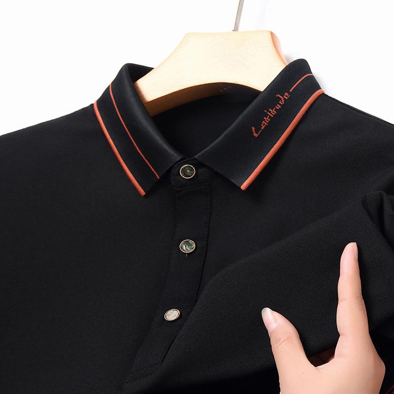 Short-Sleeved Polo Shirt Men'S High-End Non-Ironing Casual Men'S Jacquard Threaded Lapel T-Shirt