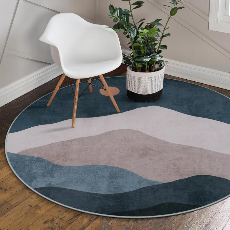 Tappeto Grande Rotondo Geometrico Paesaggio Tappeto per Zona Verde Strati di Montagna Soggiorno Camera da Letto Tappeto Arredo Moderno Decorazione Casa
