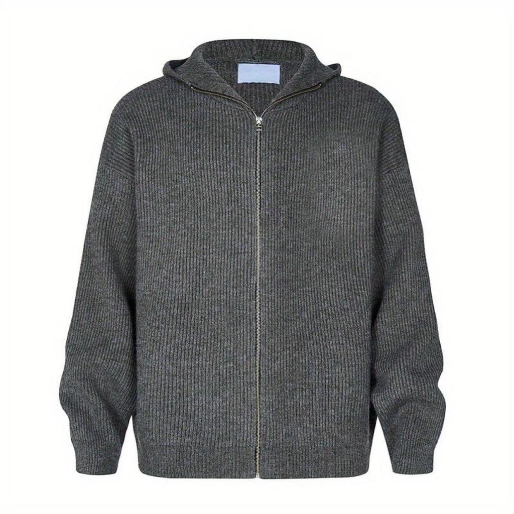 Unisex American Retro Zippered Hoodie Cardigan for Spring & Autumn - Lazy Style Casual Knitwear