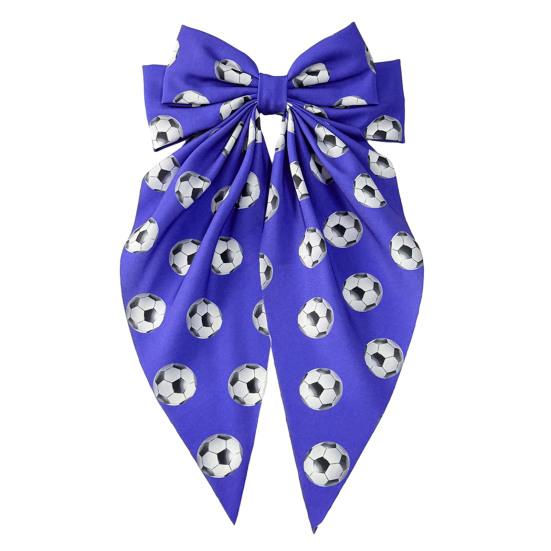 

Girl Hairpin Extra Large Ribbon Bowknot Design Back Head Hair Clip Soccer Pattern Spring Hair Pin Party Hair Accessory синий