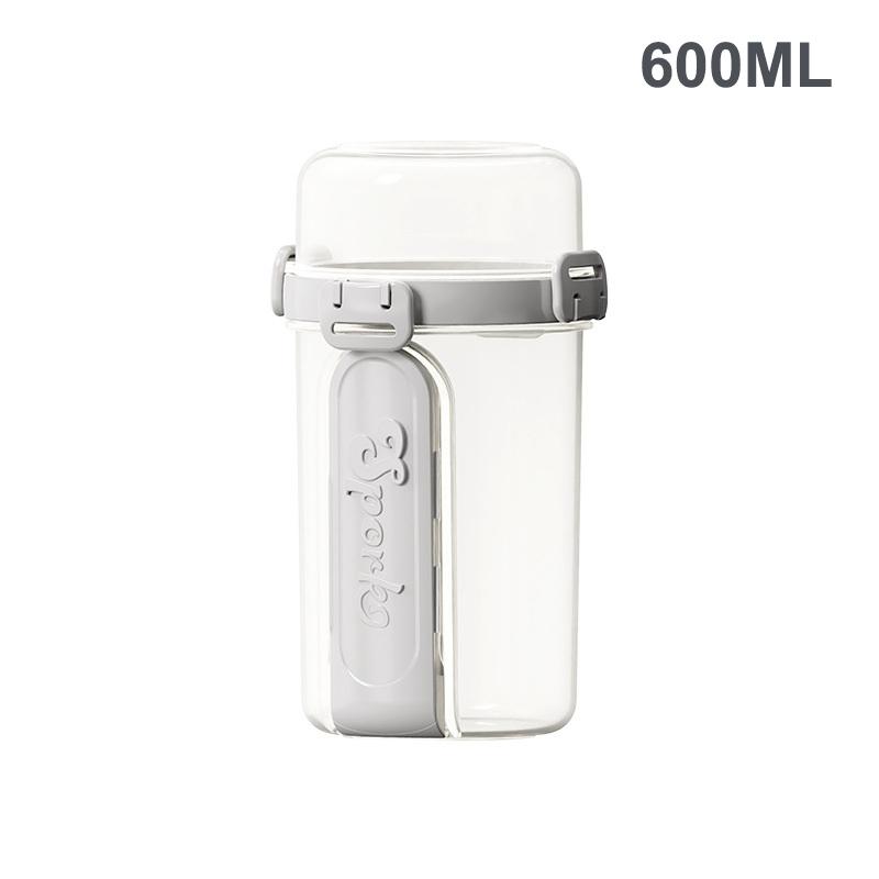 600ML Salad Oatmeal Cup Breakfast Double Cup Cereal Nut Yogurt Container Set With Dressing Holder Fork Meal Preparation