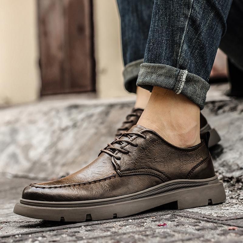 2024 Men's Summer Plus Velvet Height-Increasing Casual Leather Shoes for Work and Business