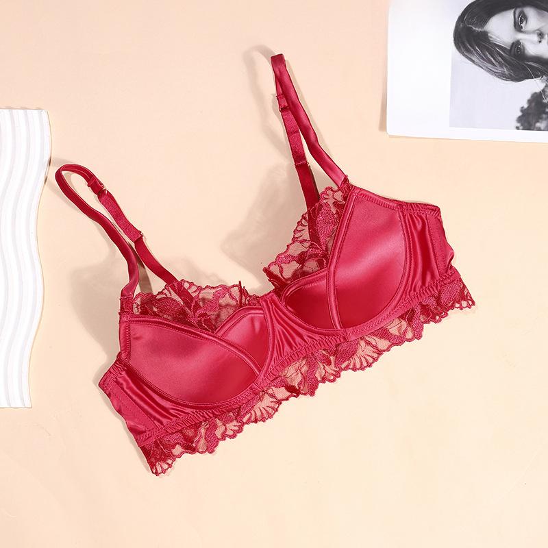 

Французское сексуальное нижнее белье Весенний тонкий женский собирающий бюстгальтер Кружевной бюстгальтер с защитой от провисания Дышащий бюстгальтер XL красный
