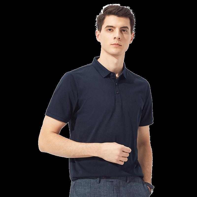 SANSAN Men's Silk Blend Breathable Embroidered Polo Shirt
