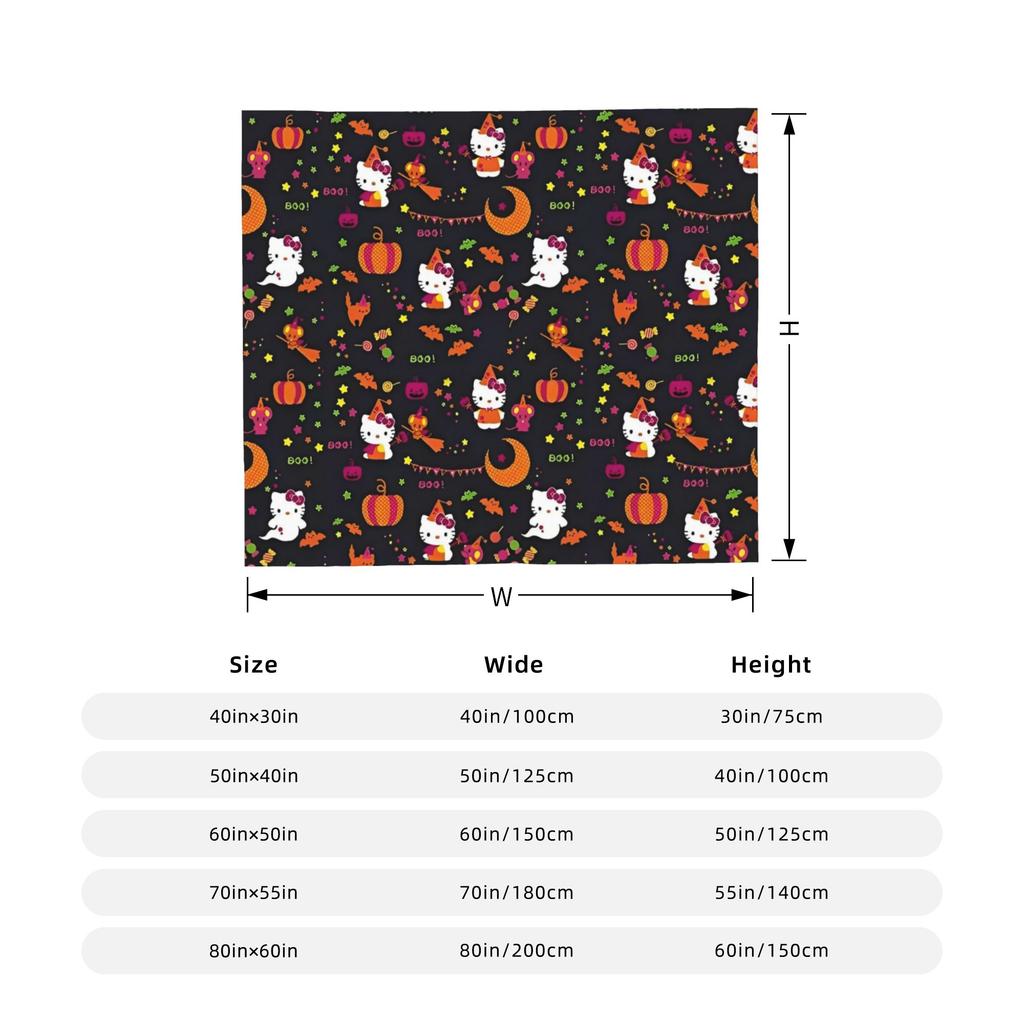 Hello Kitty Halloween Blanket Fleece Spring Autumn Pumpkins  Multifunction Warm Throw Blanket for Sofa Office Bedspreads