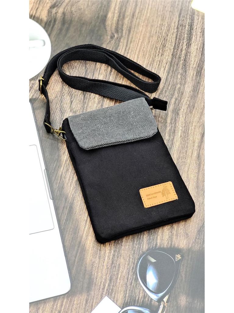 2023 Plátěná crossbody taška na telefon v jednobarevném provedení - Ležérní, Jednoduchá, Malá dámská taška