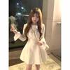 Rich Girl Fragrant Style Bow Princess Dress - Autumn/Winter French Waist-Hugging Design for Women