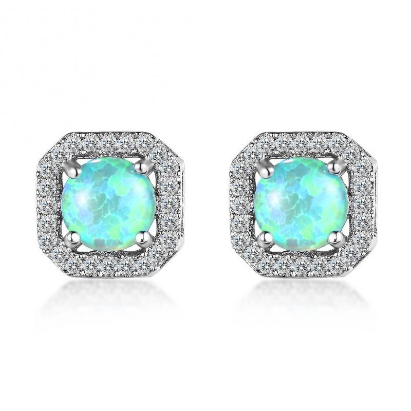 Hot-selling crystal zircon stud earrings slightly inlaid with white diamonds, fashionable and simple earrings for women