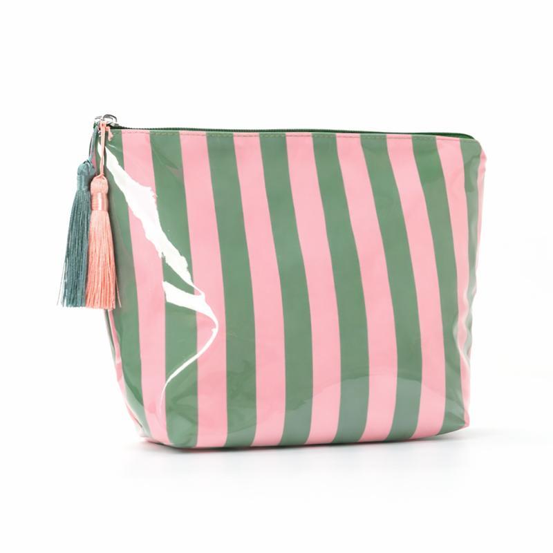 Glossy Striped Cosmetic Organizer Portable Fringed Travel Toiletry Bag Makeup Bag Pvc Waterproof Cosmetic Bag Makeup Brush Bag