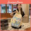 Fashion Color Blocked Cat Ear Design Student Backpack With Pendant And Badge For Middle School Girls