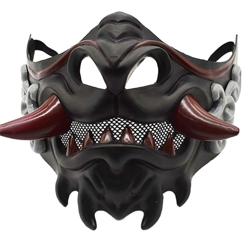 Masquerade Mask Halloween Costume Mask Half Face Mask Japanese Mask Party Mask Devil Samurais Mask Carnivals Mask