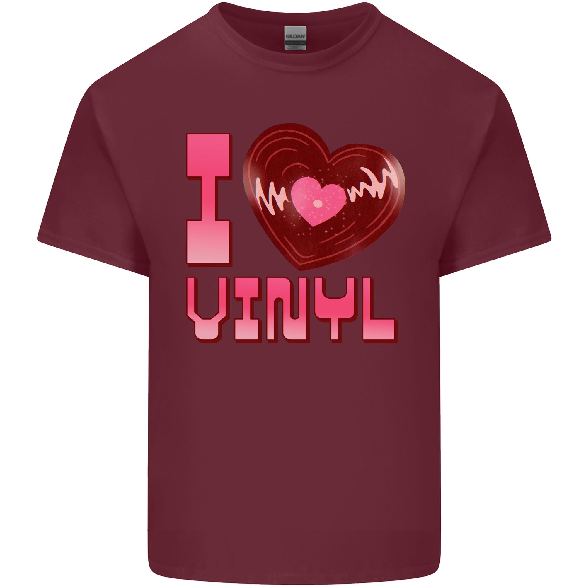 I Love Vinyl Record Player Decks Turntable Unisexs Light Cotton TShirt S