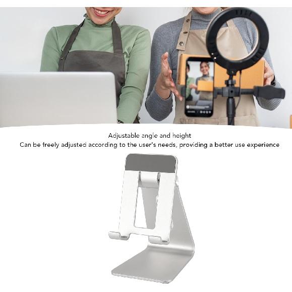 Metal Phone Stand, Angle Adjustable Non Slip Base Desk Phone Holder for Reading, Live Stream, Fits All Smart Phones