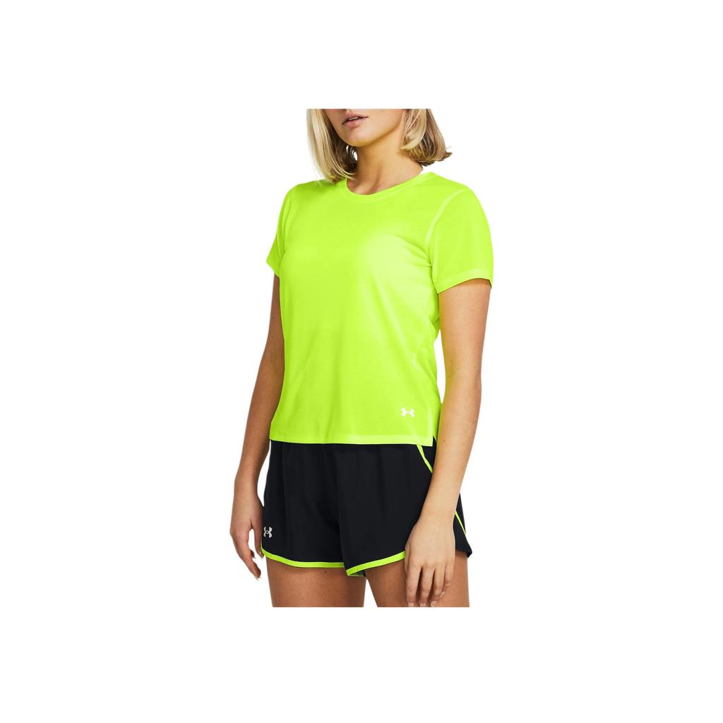 Under Armour Solid Fit Crew Neck Short Sleeve T-Shirt Women Tops Lemon-Yellow 1382434-731