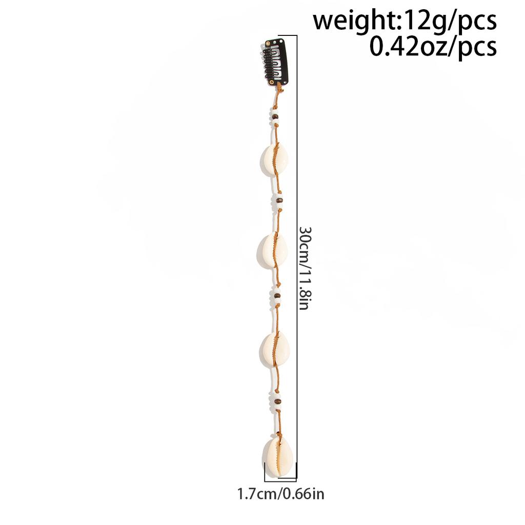 Beach Conch Starfish Scallop Tassel Hair Accessory for Women DIY Summer Beach Long Pendant Braided Wax Thread Hair Decoration Jewelry Charm Hair Clip