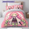 Demon Slayer Pattern Bedding,Quilt Set Quilt Cover Pillowcase Home Birthday Gift (1 * Duvet Cover + 2 * Pillowcase, Without Core)