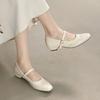 Vintage Square Toe Thick Heel Women Mary Jane Shoes Concise Buckle Strap Shoes 2026 New Female Elegant Dress Leather Pumps