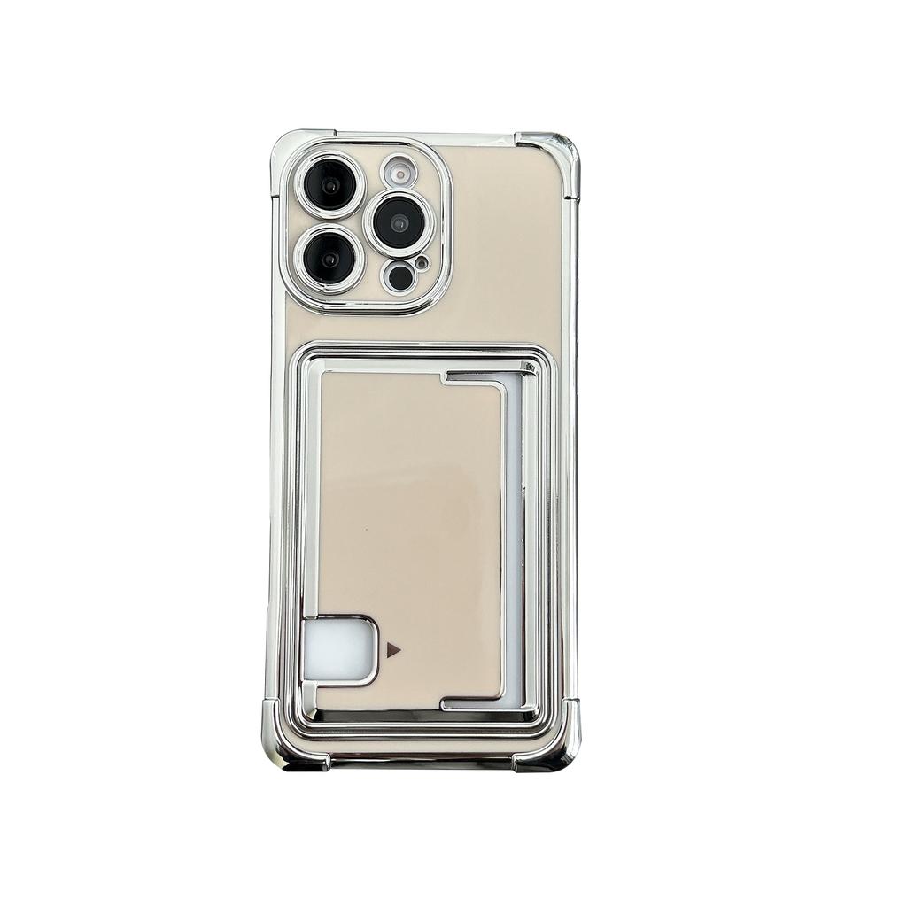 Creative Electroplated Solid Color Side Card Phone Case Suitable for IPhone 16, Transparent Anti-drop IPhone 15 Pro Max