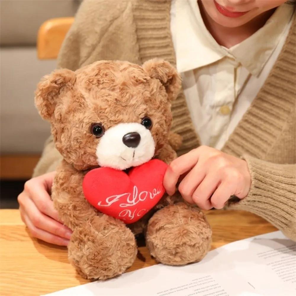 Kreativer 1625cm Bär Romantischer Handgemachter Bär Trägt Rose Weiches Rotes Herz Liebe Bär Valentinstag