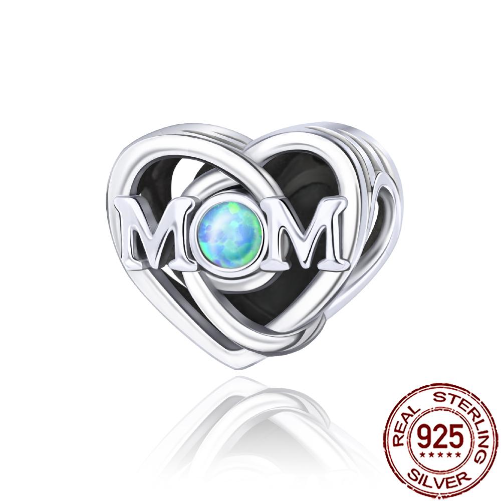 New Charms Copper Sparkling Mum Mother Family Love Heart Beads Fit Original Bracelet Necklace Diy Jewelry