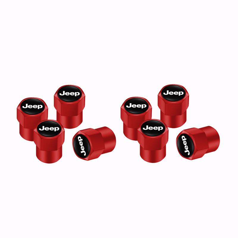 Car Tire Wheel Valve Caps Cover Leather Key Chain Ring Keychain For Jeep Grand Cherokee Wrangler JK Gladiator Compass Renegade W AMR1