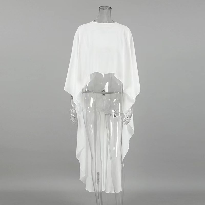 

European and American Summer Fashion Chiffon Loose Shirts Simple Shirt Chiffon Loose Fitting Shirt Black S