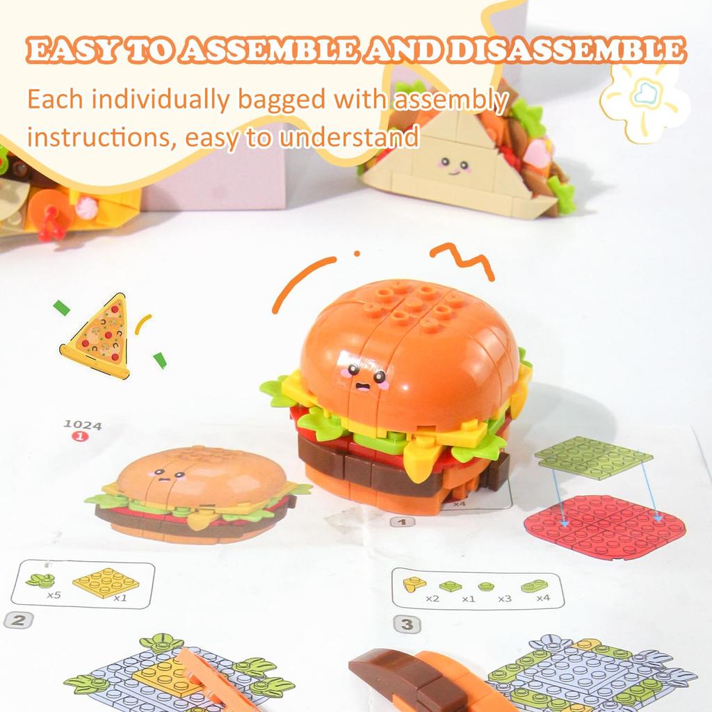 WALWAL Mini Delicious Western Fast Food Block Set  Fun & Creative Micro Blocks for Kids  Perfect for Birthdays, Party Gifts, and Educational Play
