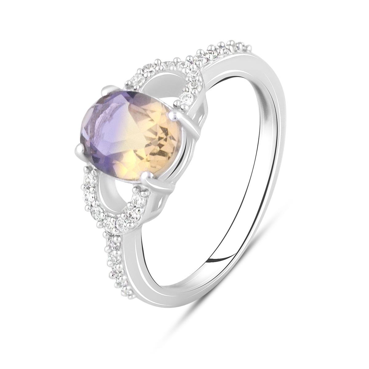 

Срібна каблучка з сапфіром і фіанітами. (2111061) 2.62 гр. 925 проби 18.5 білий