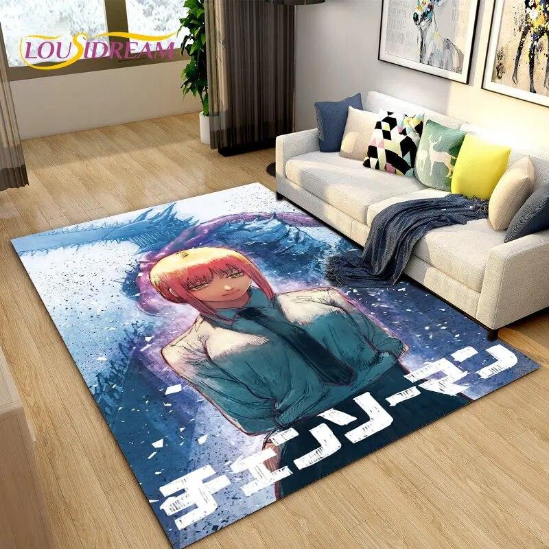 3D Chainsaw Man Anime Denji Cartoon Area Rug,Carpet Rug for Living Room Bedroom Sofa Doormat Decoration, Kids Non-slip Floor Mat