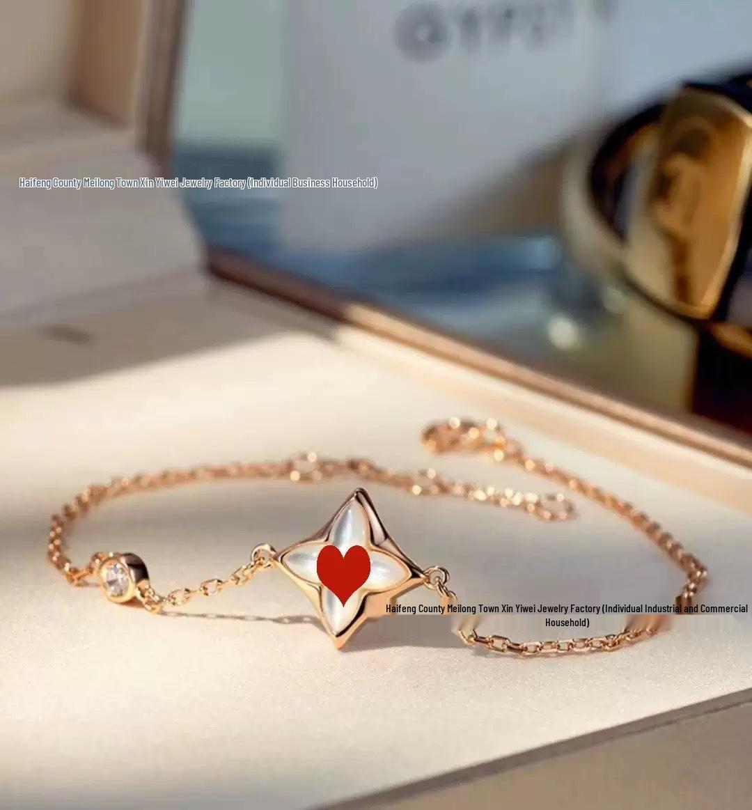 Европейский и американский браслет с четырехлистным клевером, бриллиантами и перламутром