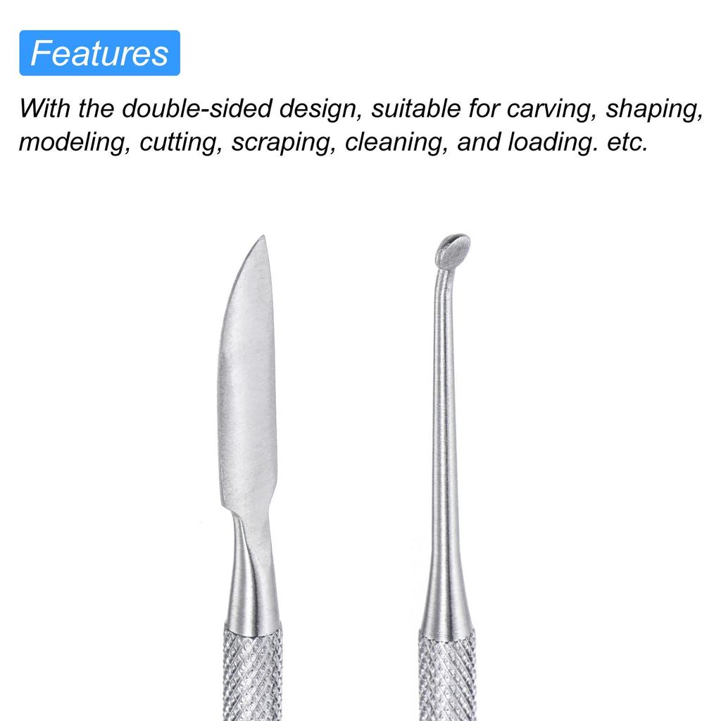 uxcell Wax Carving Wax Carving Stainless Steel Knife Point Mini Round Hand Tool for Shaping and Modeling Knife, Double-Ended Tool, & Scoop,