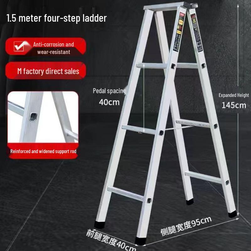 Widened & Thickened Multifunctional A-Frame Galvanized Iron Ladder: Dual-Use, Straight, Folding, Telescopic