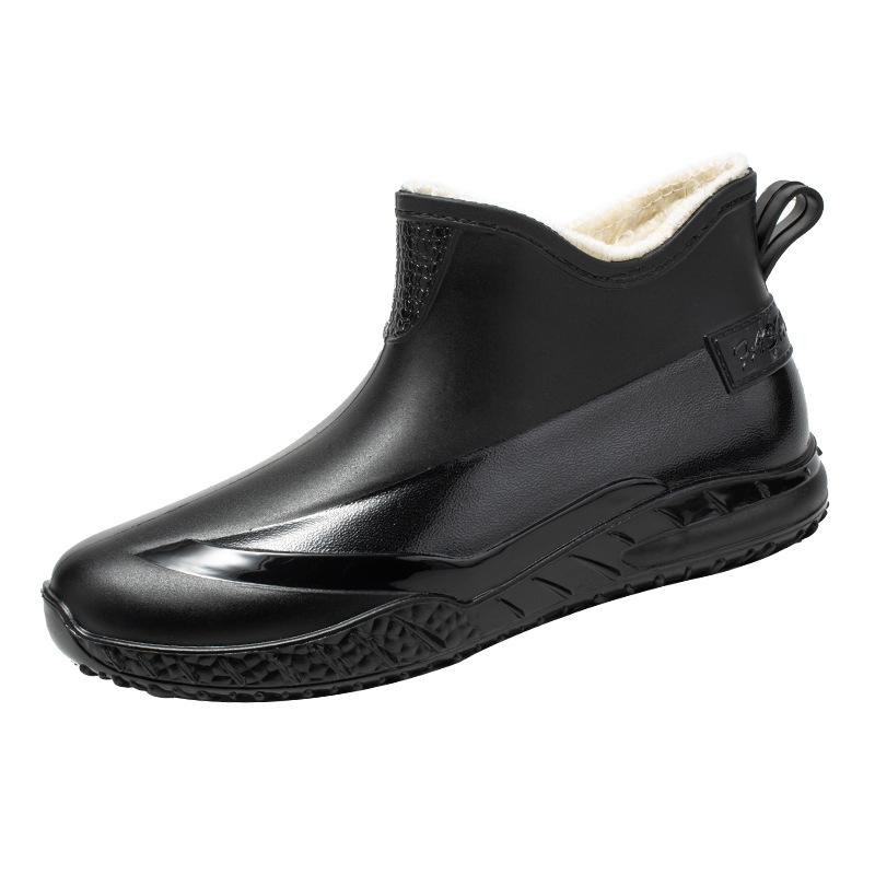 Regenschuhe kurzer Schaft Herren verschleißfeste Seeangelschuhe Herren Fleece Gummischuhe wasserdichte Regenstiefel Herren Ausgeh-Schneestiefel