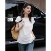 Demanar Damen Atmungsaktives Lyocell Plissee Bootausschnitt T-Shirt