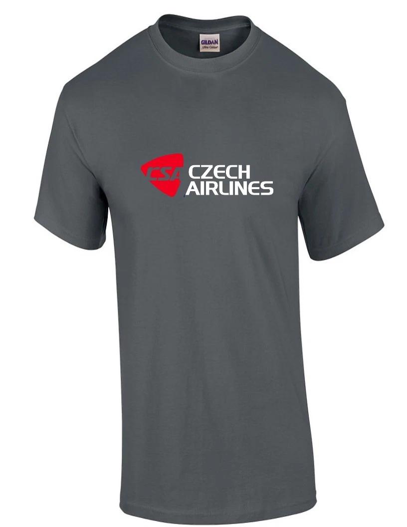 Czech Airlines Red White Logo Czechoslovakian Airline Charcoal Gray T-Shirt 3XL
