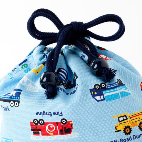 COLORFUL CANDY STYLE Small Drawstring Cup Bag (with Name Tag) - Water-Repellent, No-Iron Design, Full-Throttle Working Vehicle Design, Lightweight, St