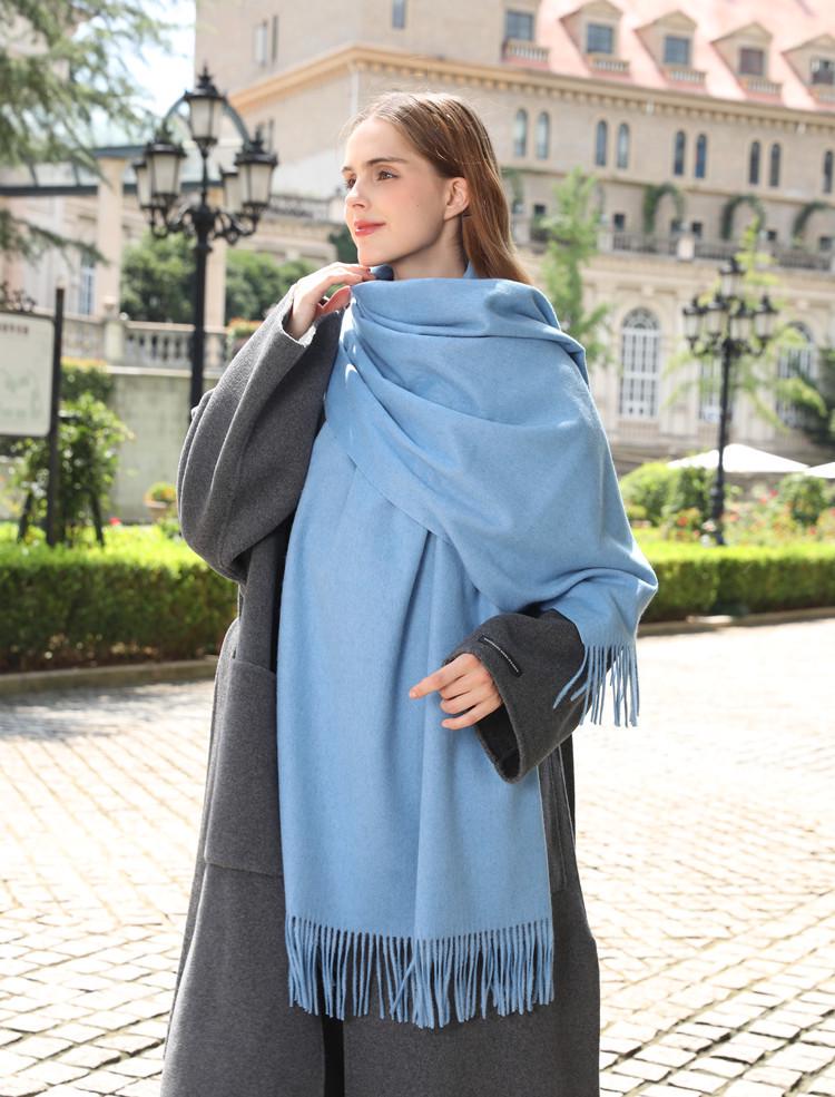 High-End Wool Cashmere Scarf for Women & Men - Versatile Solid Color Shawl for Winter 2026