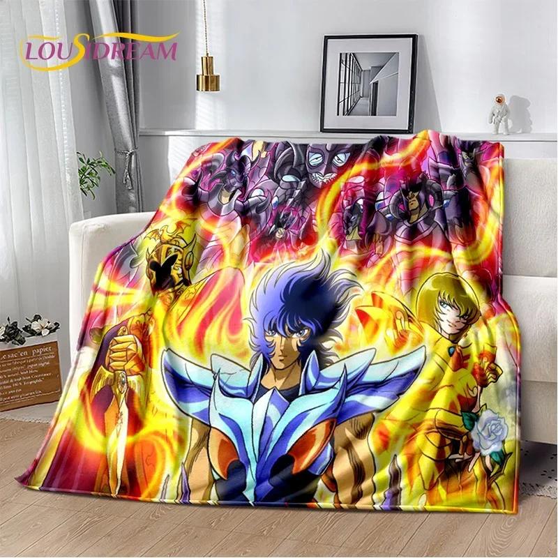 Cartoon Saint Seiya 3D Retro Soft Flannel Blanket for Beds Bedroom Sofa Picnic,Throw Blanket for Cover Outdoor Leisure Nap Gift