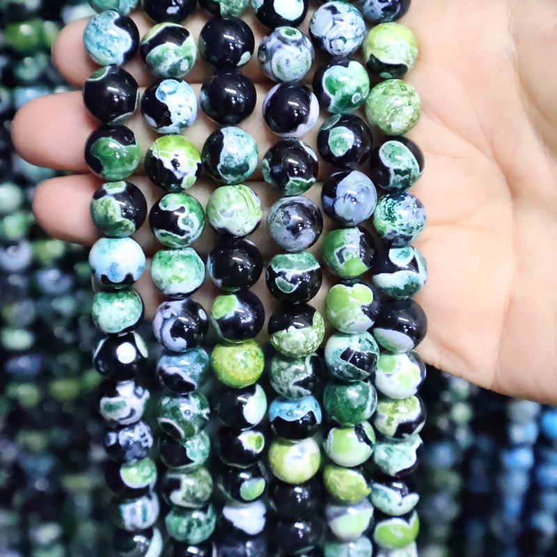 Natural Fire Agate Round Beads for Jewelry Making – Necklace & Bracelet DIY Accessories, Semi-Finished.