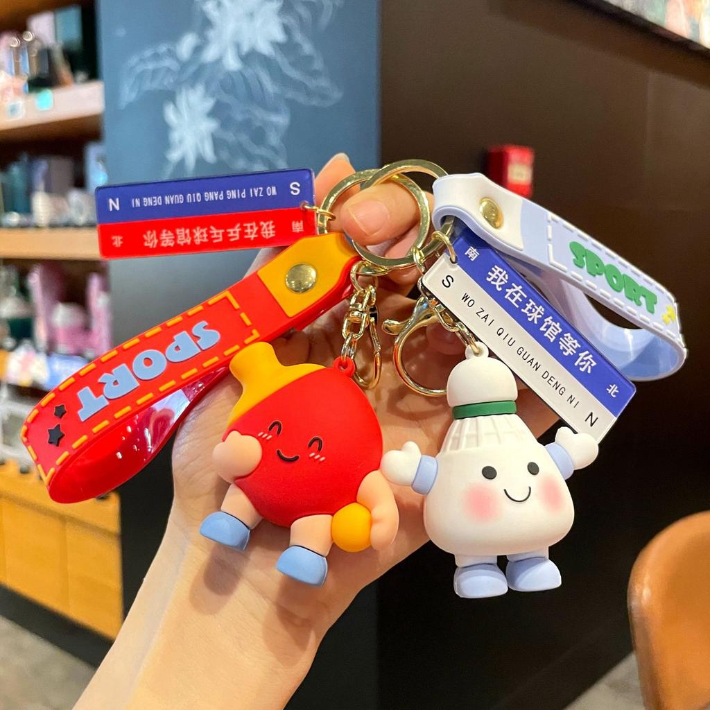 Original Badminton Figurine Keychain Fashionable Fun Cartoon Tennis Pendant Small Gift Football-related Souvenir