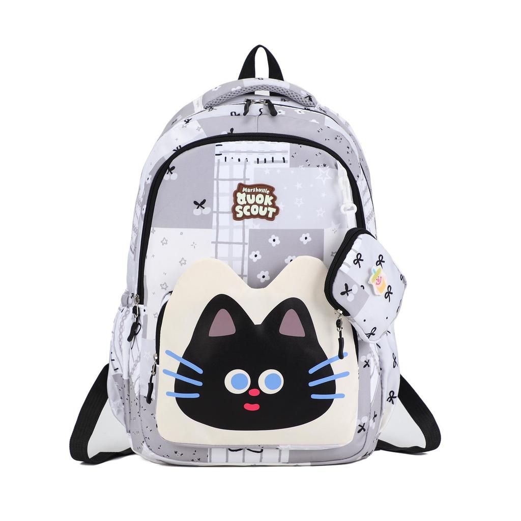 Lightweight Large Capacity Cat Cartoon School Backpack for Boys and Girls