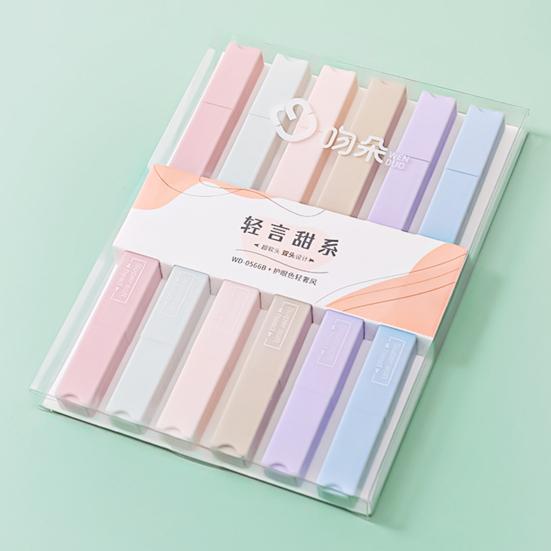 6ks zvýrazňovač pero Makaronová barva Hladké psaní Měkký hrot Estetický roztomilý dvojitý umělecký popisovač do školy