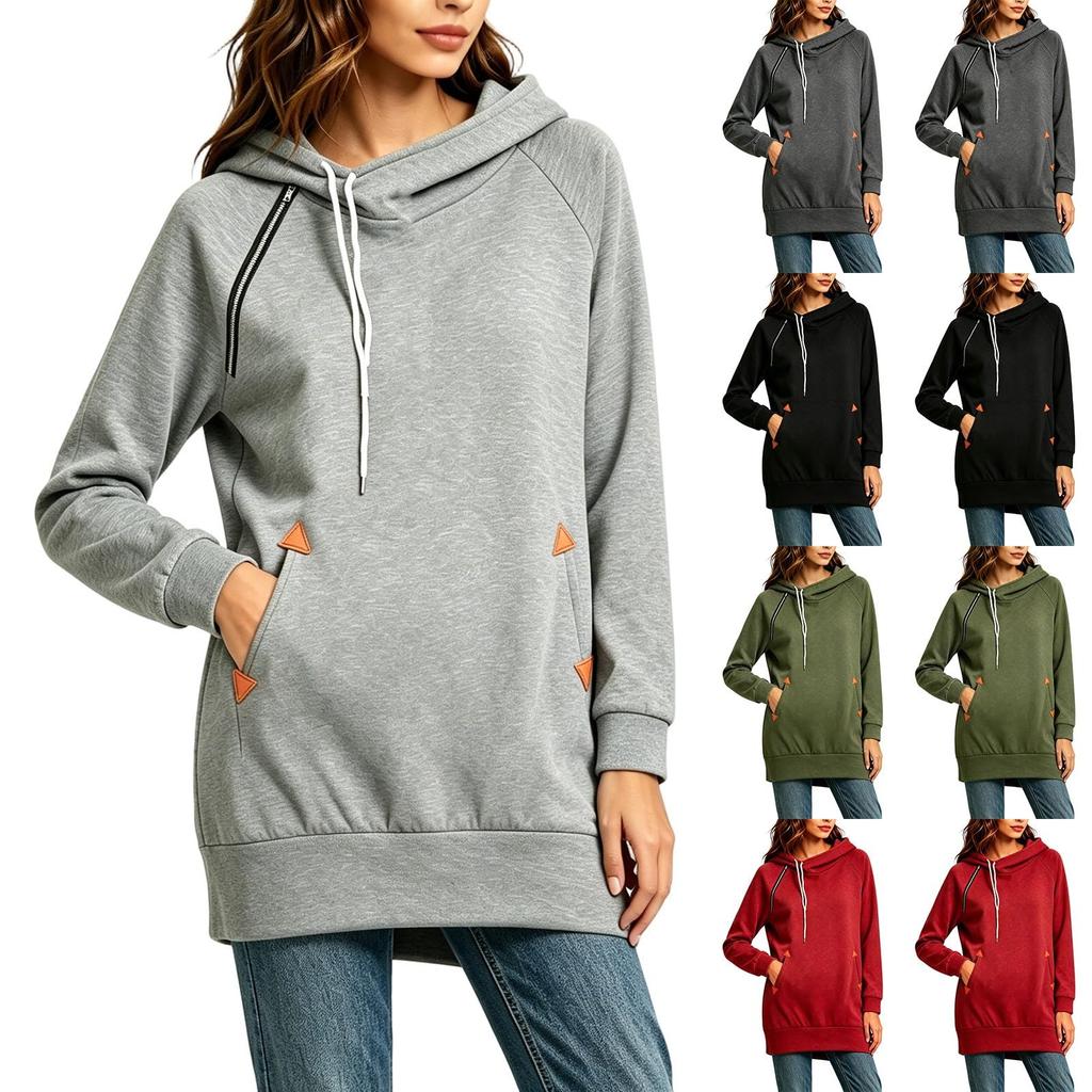 Women's Casual Hooded Zip-Up Sweatshirt Tunic for Everyday Wear