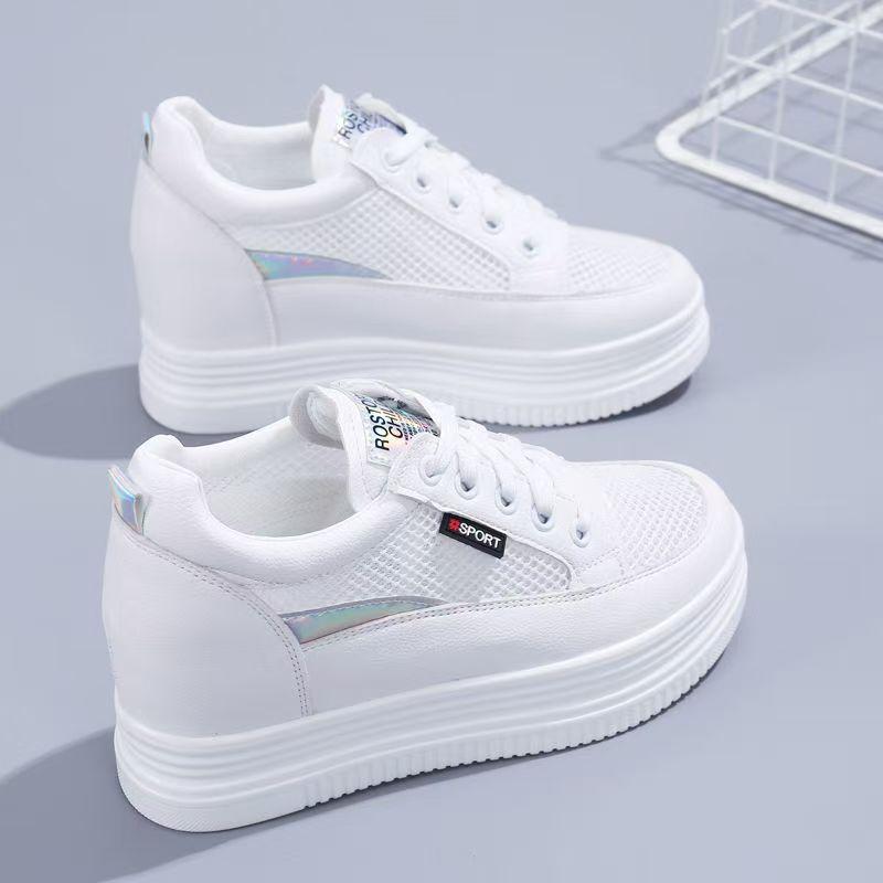 Fashion Spring and Autumn New Simple Women's Sneakers Exquisite Versatile Casual Shoes Thick Bottom Mesh Breathable Sports Running Shoes