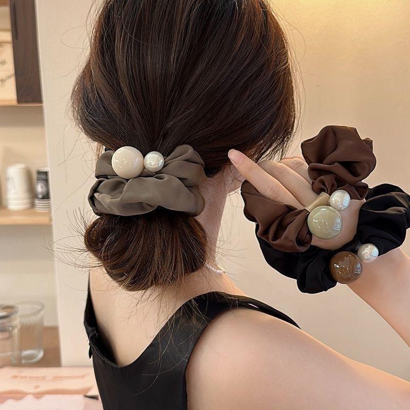 

3Pcs 2026 New Rubber Band Women Hair Tie Elegant and High Value Hair Circle Simple Pearl Large Intestine Hair Loop Headband