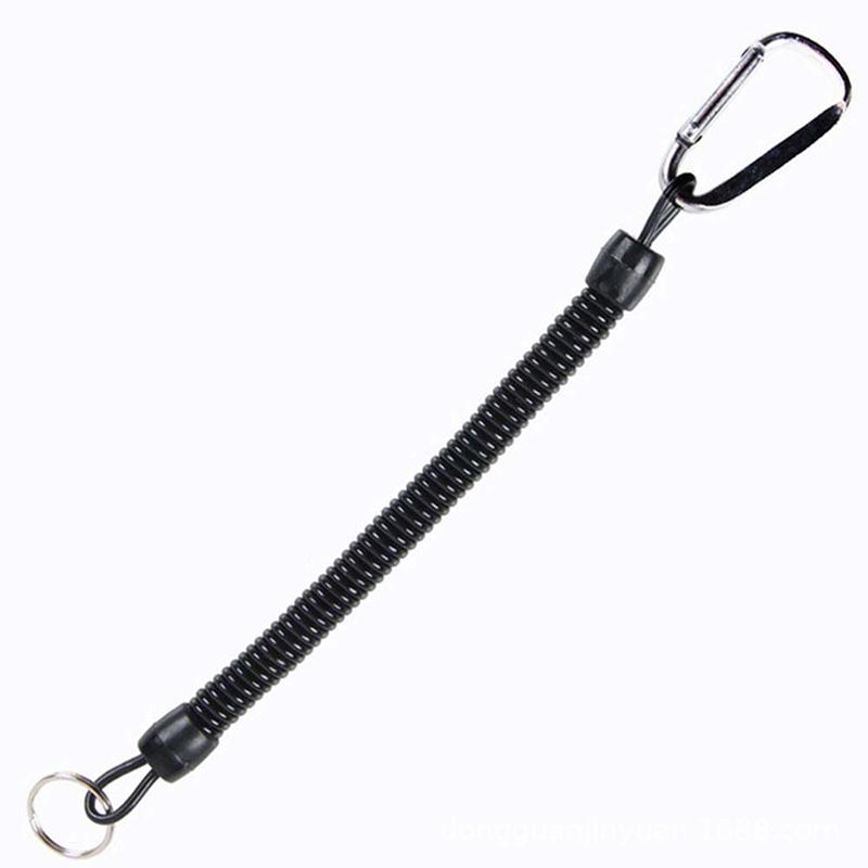 1Pc Tactical Retractable Spring Elastic Rope Portable Fishing Lanyards Outdoor Hiking Camping Carabiner Anti-Lost Phone Keychain
